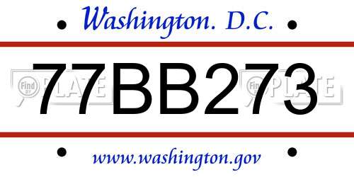 77BB273 District Of Columbia License Plate
