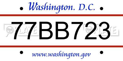 77BB723 District Of Columbia License Plate