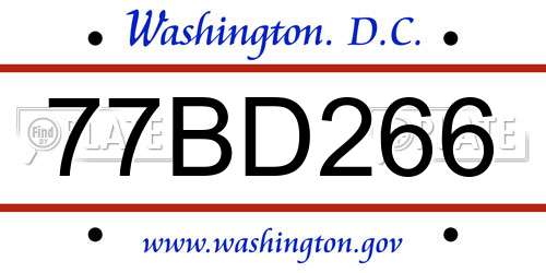 77BD266 District Of Columbia License Plate