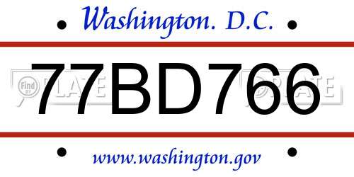 77BD766 District Of Columbia License Plate