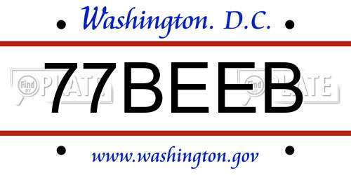 77BEEB District Of Columbia License Plate