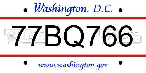 77BQ766 District Of Columbia License Plate