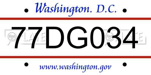 77DG034 District Of Columbia License Plate