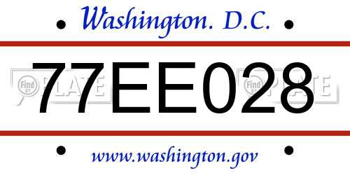 77EE028 District Of Columbia License Plate