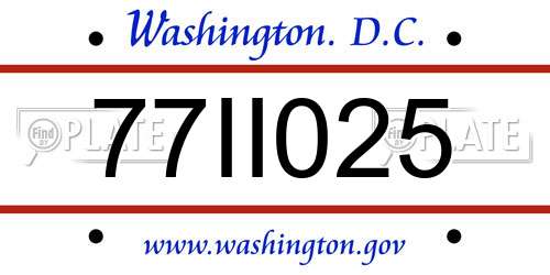 77II025 District Of Columbia License Plate