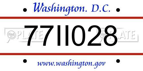 77II028 District Of Columbia License Plate