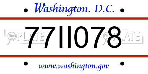 77II078 District Of Columbia License Plate