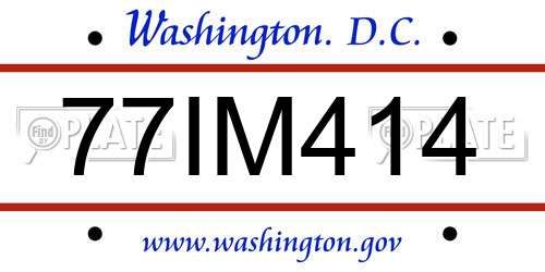 77IM414 District Of Columbia License Plate
