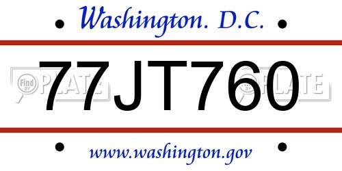 77JT760 District Of Columbia License Plate