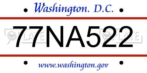 77NA522 District Of Columbia License Plate