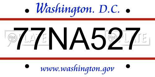 77NA527 District Of Columbia License Plate