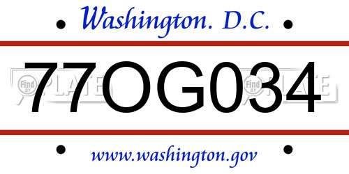 77OG034 District Of Columbia License Plate