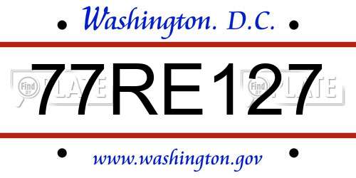 77RE127 District Of Columbia License Plate