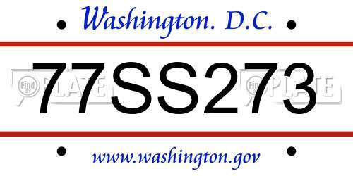 77SS273 District Of Columbia License Plate
