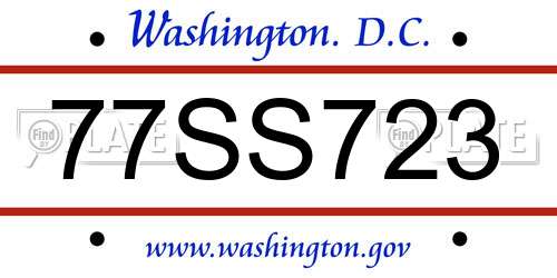 77SS723 District Of Columbia License Plate