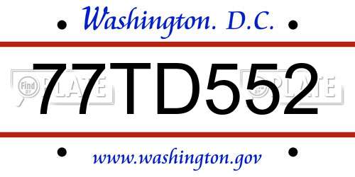 77TD552 District Of Columbia License Plate