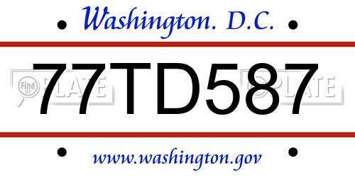 77TD587 District Of Columbia License Plate