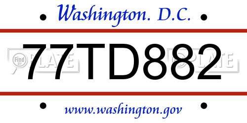 77TD882 District Of Columbia License Plate