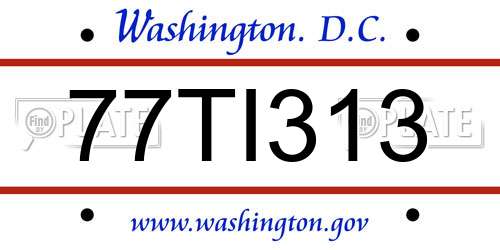 77TI313 District Of Columbia License Plate