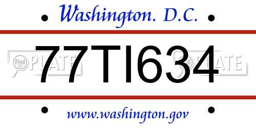 77TI634 District Of Columbia License Plate