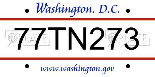 77TN273 District Of Columbia License Plate