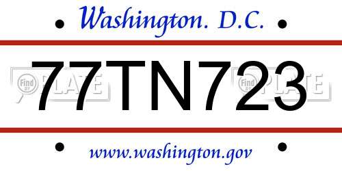 77TN723 District Of Columbia License Plate