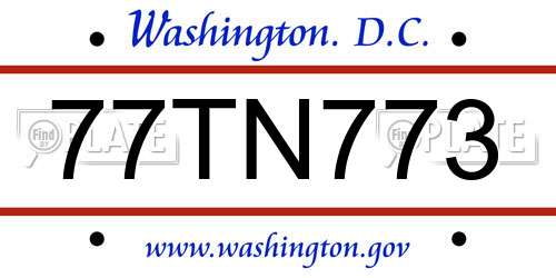 77TN773 District Of Columbia License Plate