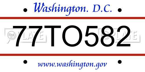 77TO582 District Of Columbia License Plate