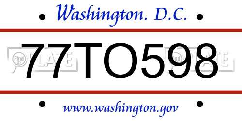 77TO598 District Of Columbia License Plate