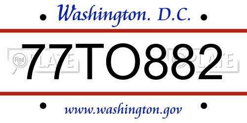 77TO882 District Of Columbia License Plate