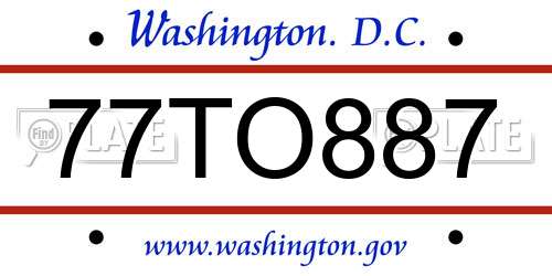 77TO887 District Of Columbia License Plate