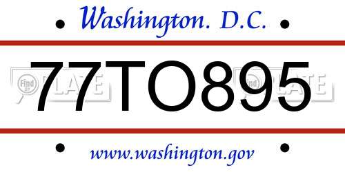 77TO895 District Of Columbia License Plate