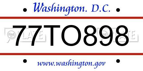 77TO898 District Of Columbia License Plate