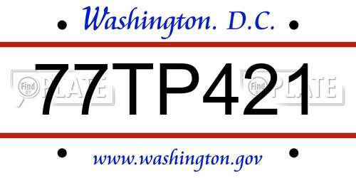77TP421 District Of Columbia License Plate