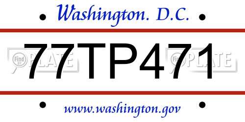 77TP471 District Of Columbia License Plate