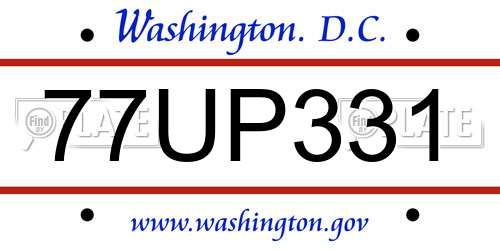 77UP331 District Of Columbia License Plate