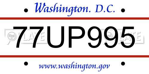 77UP995 District Of Columbia License Plate