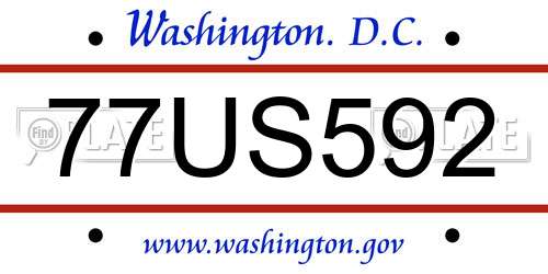 77US592 District Of Columbia License Plate