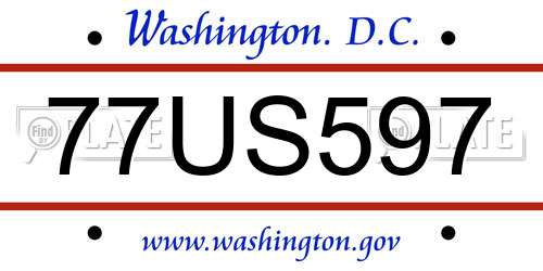 77US597 District Of Columbia License Plate