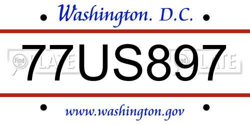 77US897 District Of Columbia License Plate