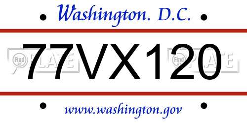 77VX120 District Of Columbia License Plate