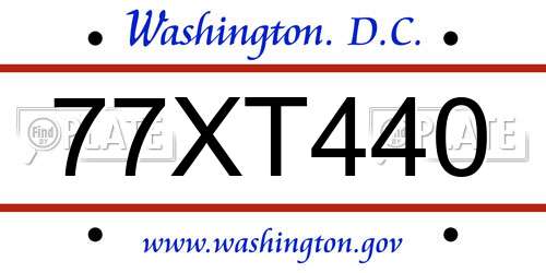 77XT440 District Of Columbia License Plate