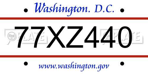 77XZ440 District Of Columbia License Plate