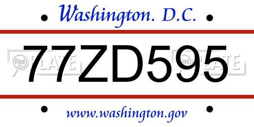 77ZD595 District Of Columbia License Plate
