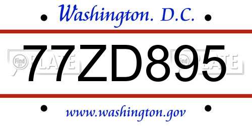 77ZD895 District Of Columbia License Plate