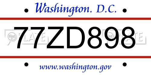77ZD898 District Of Columbia License Plate