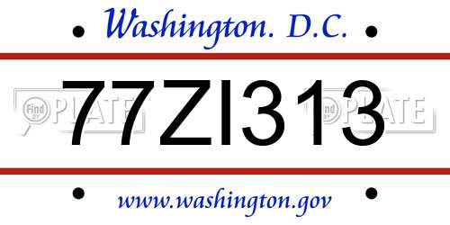 77ZI313 District Of Columbia License Plate