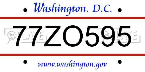 77ZO595 District Of Columbia License Plate