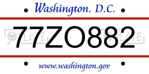 77ZO882 District Of Columbia License Plate
