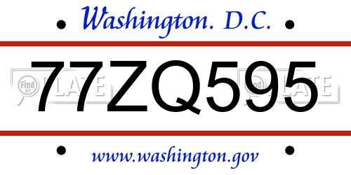 77ZQ595 District Of Columbia License Plate